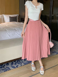 Fashion Simple Multi-Color New Bony Skirt Skirt Women High Waist Thin Solid Color Hanging Long Folded Skirt