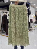 Fairy Half-Body Dress 2026 New High-End Folding Pendant Mesh Dress High Waist Thin A Word Medium Long Skirt