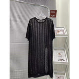 Slambroced Knitted Dress Women's Summer 2026 New Loose Open Fork Short Sleeve Sunscreen Dress Thin