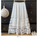 High-End Temperament Hollow Lace Splicing Half Dress Women Summer Pure Desire Wind Tight Waist Thin Swing Skirt