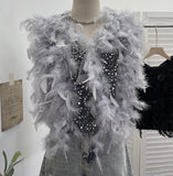 Real Shooting Design Heavy Industry Feather Flash Shiny Splicing Velvet Vest Vest Short Top 9089
