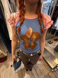 Korean Retro Color-Print Short-Sleeved T-Shirt Girls Summer Slimming Animal Design Sense Casual Top