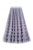 Net Yarn Lotus Leaf Side Temperament Skirt Women's Dress 2025 Spring And Autumn New Famous Woman Long Dress Thin Cake Skirt 2210