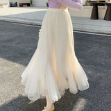 Small Net Yarn Skirt 2025 Spring And Summer High-Waist A Word 100-Fold Skirt In The Long Fishtail Dress Women's Long Dress