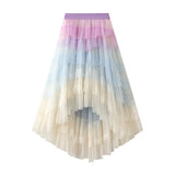 Chic Special Dress Dopamine Series Thousand Layers Of Irregular Cake Skirt Gradient Fairy Skirt Big Swing Yarn Skirt