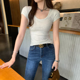 European Goods High-End Feel Shoulder Repair Short-Sleeved T-Shirt Women's Summer 2025 New Niche Fashion Thin Top