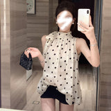 Design Sense Of Niche Holiday Style French Wave Point Sleeveless Vest Top 2025 Summer New Heart Machine Women's Clothing Tide