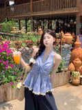 French Gentle Wind Bow Tie With Sleeveless Sling Vest Skirt 2026 Summer Kinesi Hanging Neck On The Back Of The Coat