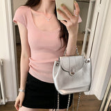 2026 Early Spring Direct Selling Pink Age Reduction U Collar Sleeveless Knitted Shirt Women Spring And Summer Slimming Inside Cloth