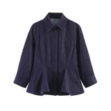 Summer New Women's Clothing Collar Button Long Sleeve Skirt Style Swing Shirt 0340048