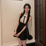 Lace Splicing Sleeveless Dress Female Summer Temperament Black A Short Skirt Rich Thousand Gold Waist Skirt