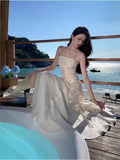 Small Luxury Sling Dress Woman 2025 New Seaside Vacation Lotus Side Temperament High-End Fishtail Dress