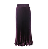 2025 New Women's Color Metallic Metallic Luster 100-Folded Dress Long Organ Skirt Half-Dress Skirt