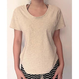 Positive Shoulder Short-Sleeved U-Neck T-Shirt Women's Summer 2025 New Pure Cotton Low Round Collar Basic Explosive Top