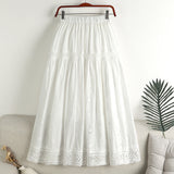 2025 Spring And Summer New High-Waisted Small Fragrant Hook Hollow Cotton Dress In The Long Swing A-Word Half-Body Skirt