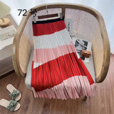 2025 New High-Rise Half-Dress Woman Tight Waist Ink Print Design Sense A-Character Skirt In The Long Folded Skirt