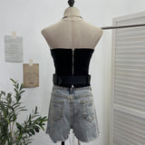 Real Shoot Spice Girl Wearing Chest Pad Sling Belt Belt Short Wrapped Corset 6212