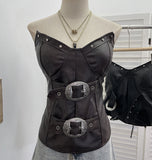 Punk Babes Heavyweight Slimming Bra Wrapping Pu Skin Bra Strap Chest Cushion Sleeveless Top 2783