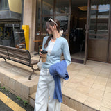 Lazy High-End Fake Two-Piece Sweater Woman 2025 New Early Autumn Wearing A Huge Good-Looking Knitted Shirt Top