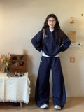 College Wind Plus-Size Sports Suit Women's Spring And Autumn Korean Version Of Students Loose Thin Sweating Trousers Casual Two-Piece Set