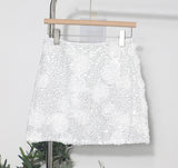 Three-Dimensional Flower Composite Lewd Skinny Dress Hip Skirt Women Summer Anti-Light High-Rise Thin A Short Skirt 9999