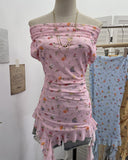 Real Shooting Holiday Wind Shoulder Folding Net Grums Flower Top Design Feeling Drift With Unique T-Shirt 1203
