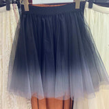 Summer Net Yarn Short Skirt Girl Small A Skirt 2025 Color Half-Dress Skirt Slimy Fairy Fluffy Skirt