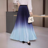 2025 New High-End Women's Dress Gradient Half-Dress Skirt Women's Long Dress High Waist Lengthened Version Of The 100-Folded Skirt
