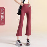 Eight-Point Shark Trousers Women's Small Summer New Wearing Thin High-Waisted Hip Yoga Seven-Point Flared Trousers