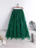 Heavy Industry Nail Bead Petals Net Yarn Dress 2025 Spring New High Waist Display Thin Long Skirt Big Swing A Yarn Skirt