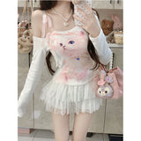 Sweet Hottie Pure Want To Show Shoulder Slim Lace With A Small Design Long Sleeves Inclined Shoulders Thin Bottom T-Shirt