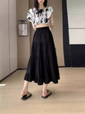High-Rise Thin New Summer Black A-Shaped Umbrella Skirt 2025 Long Skirt Cake Half-Dress Lace Woman