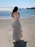 Small Luxury Sling Dress Woman 2025 New Seaside Vacation Lotus Side Temperament High-End Fishtail Dress