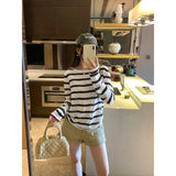 Lazy Wind Loose Sleeve Striped Long-Sleeved T-Shirt Girl Spring 2026 New Thin Shoulder Cover Shirt Top