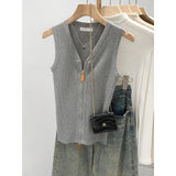 Commuter Loose Thin Zipper V Collar Sleeveless Vest Women Wear 2026 New High-End Small Shirt