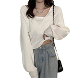 Korean Version Of The 2026 Spring And Autumn New Design Sense French Small Collection Waist Thin Two Open Shoulder Long-Sleeved Knitted Shirt Woman