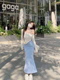 The Royal Sister Style Wears Sexy Sling Dress Women's Dress Autumn Bodydressed Little Mother Dress With A Long Ass Two Sets