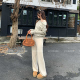 Great-Looking Light Temperament Slanted Shoulder Long-Sleeved Knitted Shirt Woman 2025 New Texture Early Autumn Design Feel Top