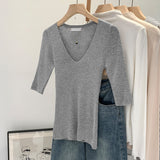 2026 Early Spring Temperament Style Of Thousands Of Temperaments In The Middle Sleeve Wool Knitted Shirt Women Hit Beautiful