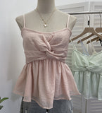 Real Shooting Hong Kong Island Hottie Sling Vest Folded Short Skirt Shaved Meat Thin Sleeveless Top 3729
