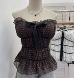 Bodrum-Smeared Waistcoat With Chest Cushions Against Colored Bows And Bows Trinkles And Sleeveless Tops 8183