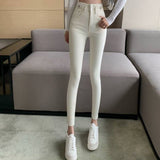 White Jeans Women 2025 Autumn And Winter With Velvet Height Waist Thin And Elastic Small Foot Pencil Pants Tide