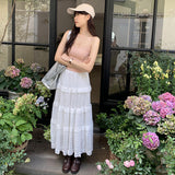 White Lace Splicing Sling Small Vest Women's Summer Shirt Outside The 2025 New Hot Girl Pure Desire Short Top