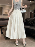 New Spring And Summer Korean Version Of Comfortable Splicing Bow Half-Body Skirt High-Waisted Umbrella Skirt Skirt Skirt Skirt Skirt