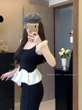 French Temperament Gentle Style Design Stitching Sling Vest Women 2026 Summer New Slimming Top