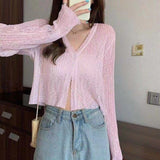 Ultra-Thin Sunscreen Knitted Small Cardigan Thin Women's Sling Skirt Burqa Spring And Autumn Ice Silk Air-Conditioning Shirt Short Coat