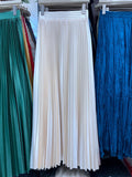 Tightening The Pearl Light Hundred Folded Half-Dressed Dress Woman 2025 Early Spring Glossy Color Color Hanging High Waist Thin Word Long Dress