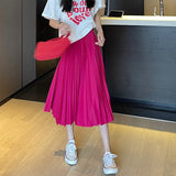 Fashion Simple Multi-Color New Bony Skirt Skirt Women High Waist Thin Solid Color Hanging Long Folded Skirt