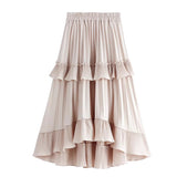 Half-Dress Woman Autumn A Word 100-Fold Skirt 2025 New Front Short And Rear Long Lotus Leaf Side Irregular Cake Skirt Spring And Summer