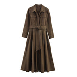 Autumn 2025 New Women's Fashion Casual Loose Silk Shirt Dress 8622654